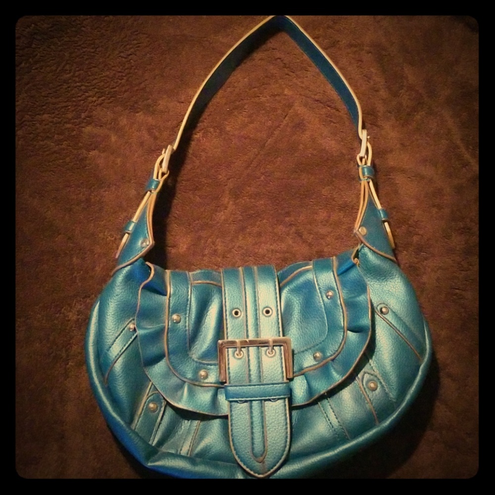 Small metallic blue purse